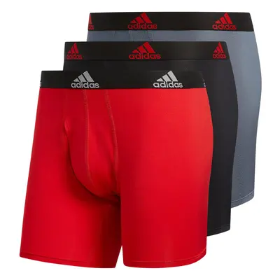 adidas Men's Performance Boxer Brief Underwear (3-Pack) Scarlet Red/B