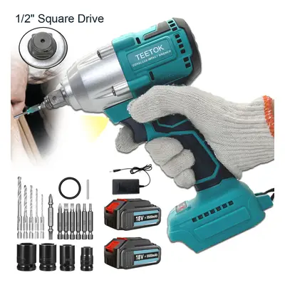 Impact Wrench Brushless Driver Cordless Rattle Gun Socket+5.5A 2Battery-Makita Compatible