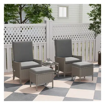 Outsunny PCS Rattan Garden Furniture Set w/ Cushions, Dark Grey