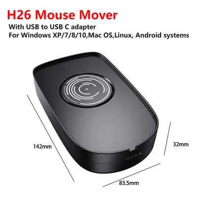 (H26 Black) H26 Mouse Mover Jiggler Undetectable Silent Mouse Mover USB Movement Jiggler Simulat