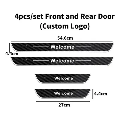 (Other Models, 4pcs Set) New Carbon fiber Customized Car Door illuminated Sill Logo Projector La