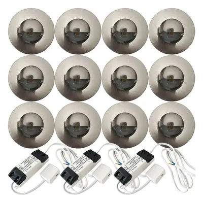 Eyelid LED Plinth Light Kit 12x Round Spotlight Kitchen Bathroom Floor Panel