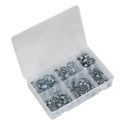 140 Piece Zinc Plated O-Clip Assortment - Double Ear Fasteners - Various Sizes