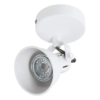 Wall Spot Light White Steel Wall Plate and Lamp Shade Bulb GU10 1x3.3W Included