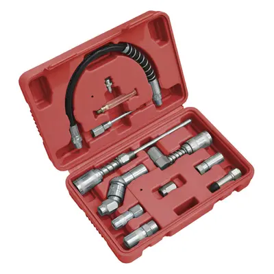 12 Piece Grease Gun Adaptor Kit - Couplers Nozzles & Adaptors - Flexible Hose