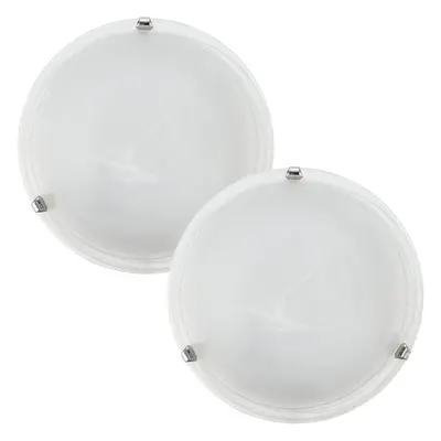 2 PACK Wall Flush Ceiling Light Colour Chrome Shade Glass Alabaster E27 1x60W