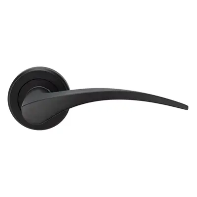 PAIR Arched Tapered Handle on Round Rose Concealed Fix Matt Black Finish