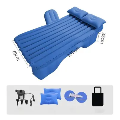 (blue) Car Inflatable Mattress Flocking Inflatable Bed In-car Rear Exhaust Cushion Bed