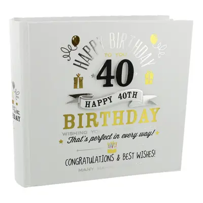 Signography Boxed White Black & Gold Photo Album - 40th Birthday