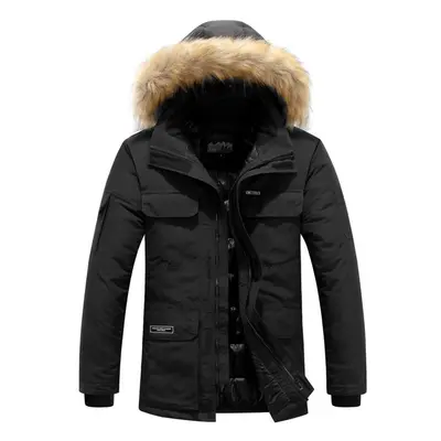 (black, XL) Cotton-padded Jacket Men&apos;s Autumn And Winter Thickened Cotton-padded Jacket Mid