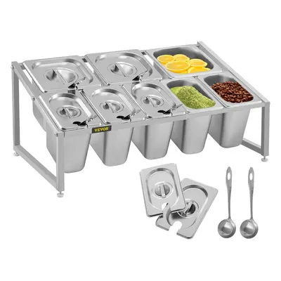 VEVOR Expandable Spice Rack, 13.8"-23.6" Adjustable, 2-Tier Stainless Steel Organizer Shelf with