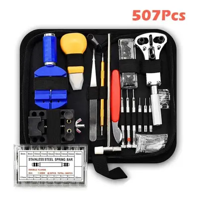 (507Pcs) 507/147/11Pcs Watch Repair Tool Kit Holder Watchband Remover Link Pins Spring Bar Watch