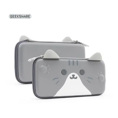 (Cat Gray) Switch Accessories Bags For GeekShare Cute Cats Ears Portable Hard Storage Bag For Sw