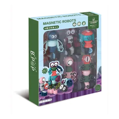 (as the picture, Package,38x33x6.5cm) 35pcs Magnetic Robots, Magnetic Blocks Set With Storage Bo