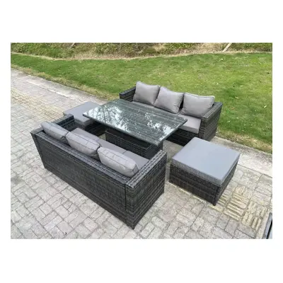 Fimous Seater Wicker PE Rattan Sofa Garden Furniture Set Outdoor Adjustable Rising Lifting Dinin