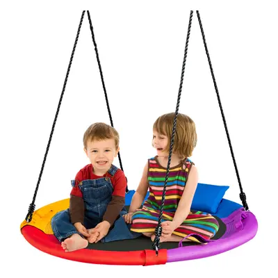 100cm Saucer Tree Swing Outdoor Round Platform Swing w/Pillow & Handle