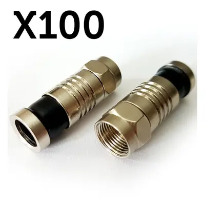 100x RG59 F Connector Compression Crimp Male Plug Outdoor Satellite Cable SKY TV