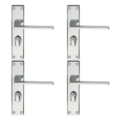 4x Flat Straight Lever on Bathroom Backplate Handle x 40mm Polished Chrome