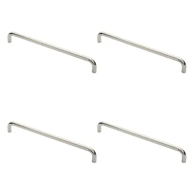 4x Round D Bar Pull Handle x 19mm 450mm Fixing Centres Bright Steel