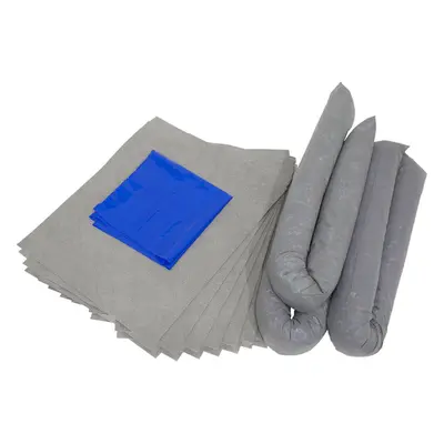 30L Spill Control Kit - 15x Fluid Spillage Pads & 3x Absorbent Sock - Oil Fuel