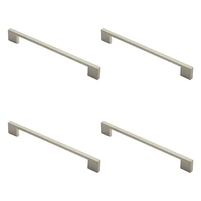 4x Slim D Shape Pull Handle x 8.5mm 192mm Fixing Centres Satin Nickel