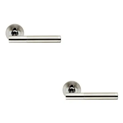 2x PAIR Round Bar Handle on Round Rose Concealed Fix Polished & Satin Steel