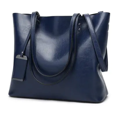 (dark blue) Zency Soft Artificial Leather Handbag Large Capacity Daily Casual Women&apos;s Shoul