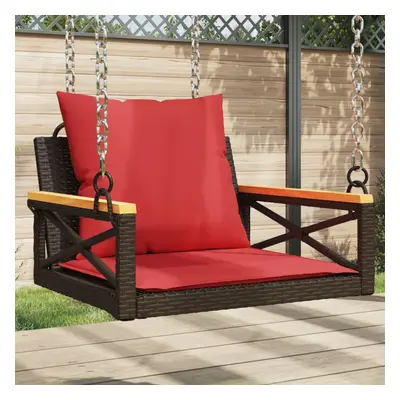 vidaXL Swing Bench with Cushions Brown 24.8x24.4x15.7 Poly Rattan