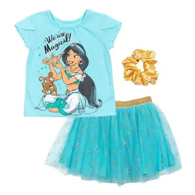 Disney Princess Jasmine Toddler Girls Graphic T-Shirt Mesh Skirt and