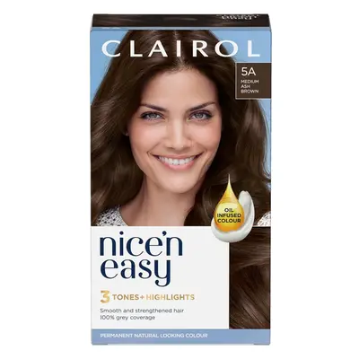 Clairol Nice'n Easy CrÃ¨me, Natural Looking Oil Infused Permanent Hair Dye, 5A Medium Ash Brown