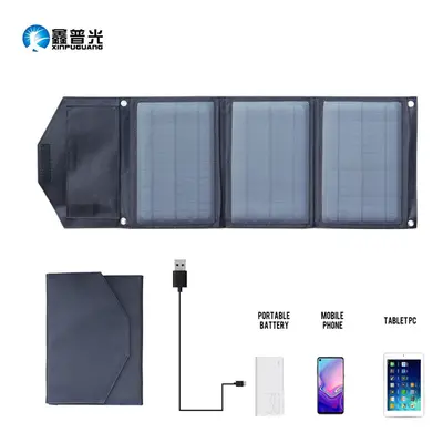 (Black 21W) 21W Solar Charger Kit Dual USB Foldable Solar Panel 5V 1A 2A 3A Charger For Outdoor 