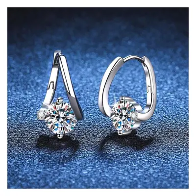 (as the picture, Moissanite) D Color 100% Real 1ct Moissanite Hoop Earrings For Women Party S925