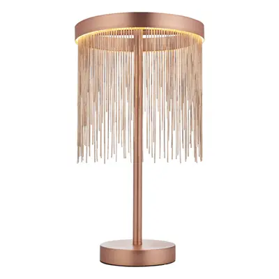 Brushed Copper Table Lamp Light & Waterfall Chain Shade - Integrated LED Module