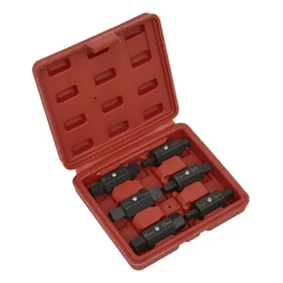 6 Piece Double Ended Oil Drain Plug Key Set - Sump Plug Removal - Carbon Steel