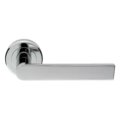 PAIR Flat Rectangular Bar Handle on Round Rose Concealed Fix Polished Chrome