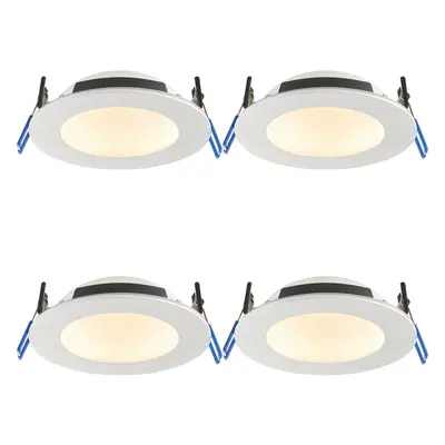 4 PACK Anti-Glare Recessed IP65 Ceiling Downlight - 12W CCT LED - Matt White