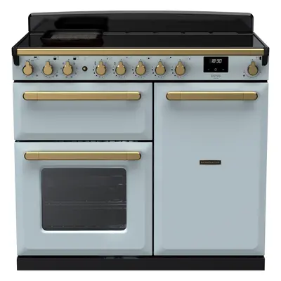 Rangemaster Estel Deluxe 100cm Electric Range Cooker with Induction Hob - Misty Blue / Chrome - 