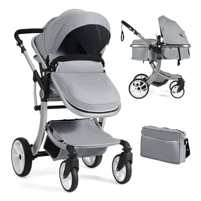 Foldable in Baby Stroller Convertible Pushchair w/Net & Diaper Bag