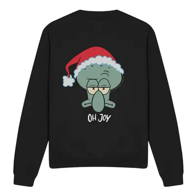 (L, Black) SpongeBob SquarePants Unisex Adult Joy Squidward Christmas Sweatshirt