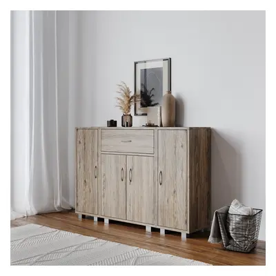 (Grey Oak, Two) Wooden Free Standing Side Corner Cabinet Cupboard Hallway Living Room Storage