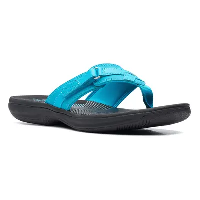 Clarks Women's Breeze Sea Flip-Flop Aqua Synthetic/Black Sole