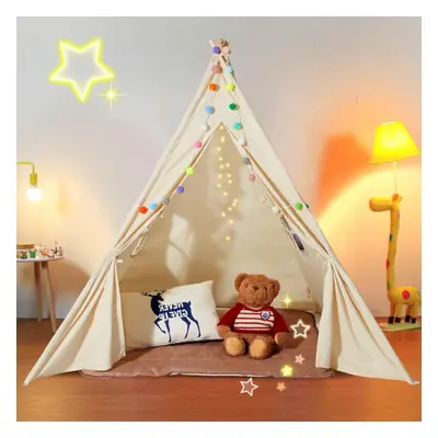 VEVOR Teepee Tent for Kids Indoor - Tent for Kids with Damp-Proof Mat & Decorative Balls Durable