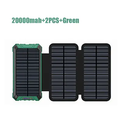 (20000mah-2PCS-Gr) Portable Solar Panel Power Bank 20000mAh 12V 5V Usb Portable Solar Cell Solar