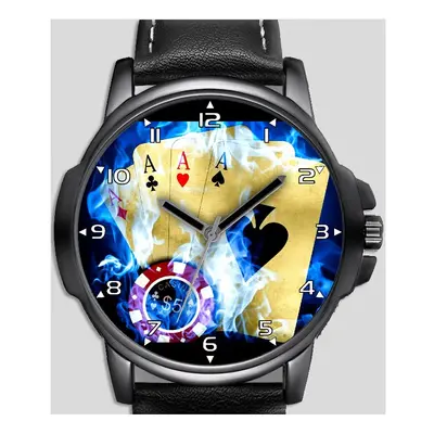 Ace Of Aces Poker chips Unique Unisex Beautiful Wrist Watch UK FAST