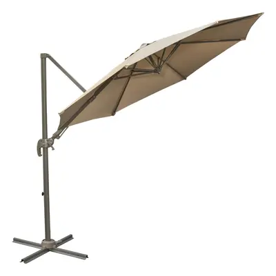 Outsunny 3(m) Cantilever Parasol Rotation Roma Umbrella with Tilt Khaki