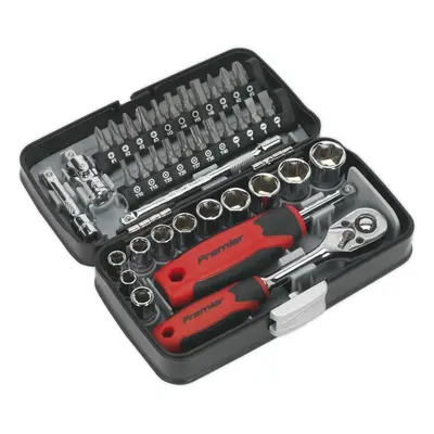 38 Piece 1/4 Inch Drive Socket and Bit Set - Chrome Vanadium - Ratchet Wrench