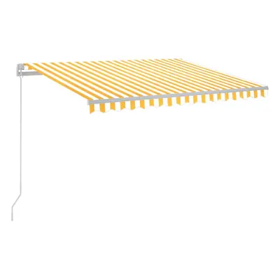 vidaXL Manual Retractable Awning with LED 300x250 cm Yellow and White Shade