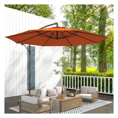 Outsunny 3(m) Garden Banana Parasol Cantilever Umbrella w/ Base, Orange