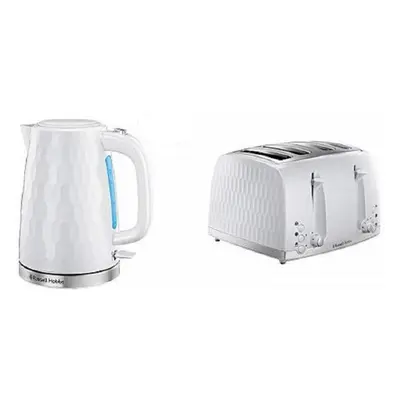 Russell Hobbs Honeycomb Kettle and Slice Toaster, White