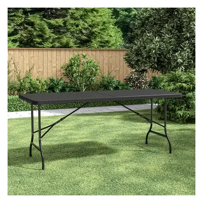 Outdoor Rattan Plastic Folding Table Black